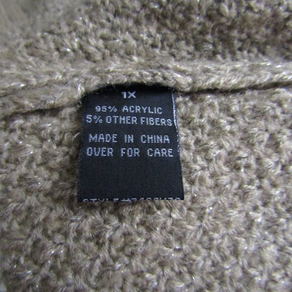 Alyx Colorblock Sweater 1X Tan Asymmetrical Knit Cozy Shimmer Normcore Casual - Picture 9 of 9